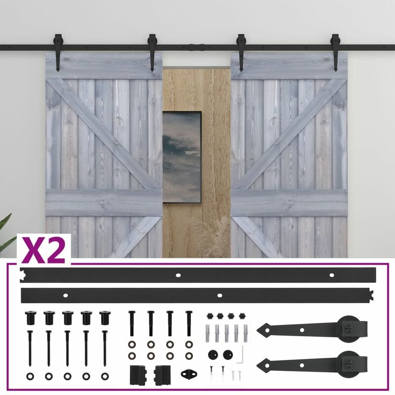 

vidaXL Puerta corredera con herrajes madera de pino gris 80x210 cm - Gris