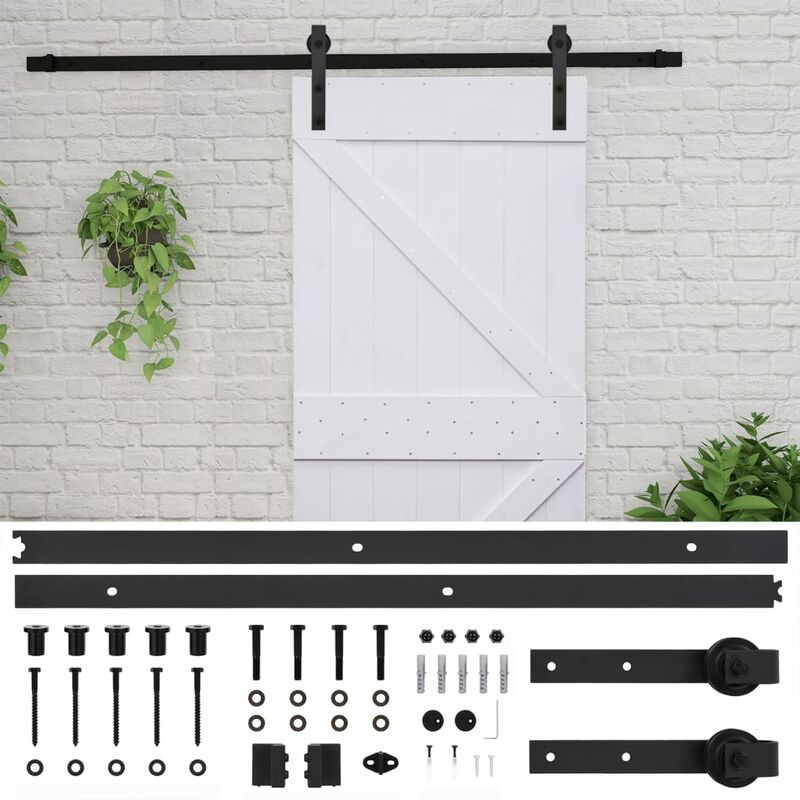 

vidaXL Puerta corredera con herrajes madera de pino gris 80x210 cm - Blanco