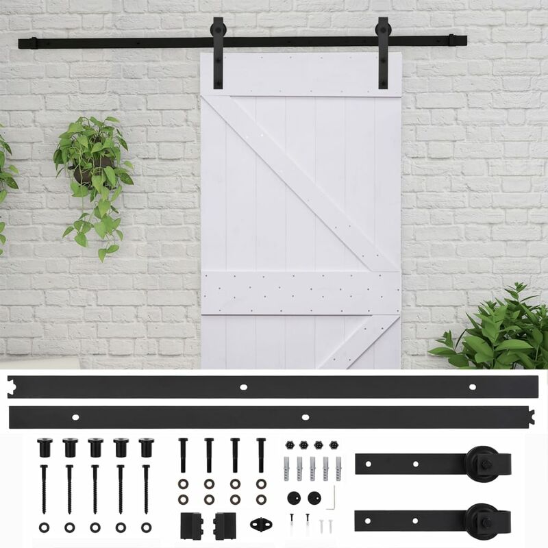 

vidaXL Puerta corredera con herrajes madera de pino gris 80x210 cm - Blanco