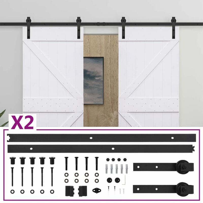 

vidaXL Puerta corredera con herrajes madera de pino gris 90x210 cm - Blanco