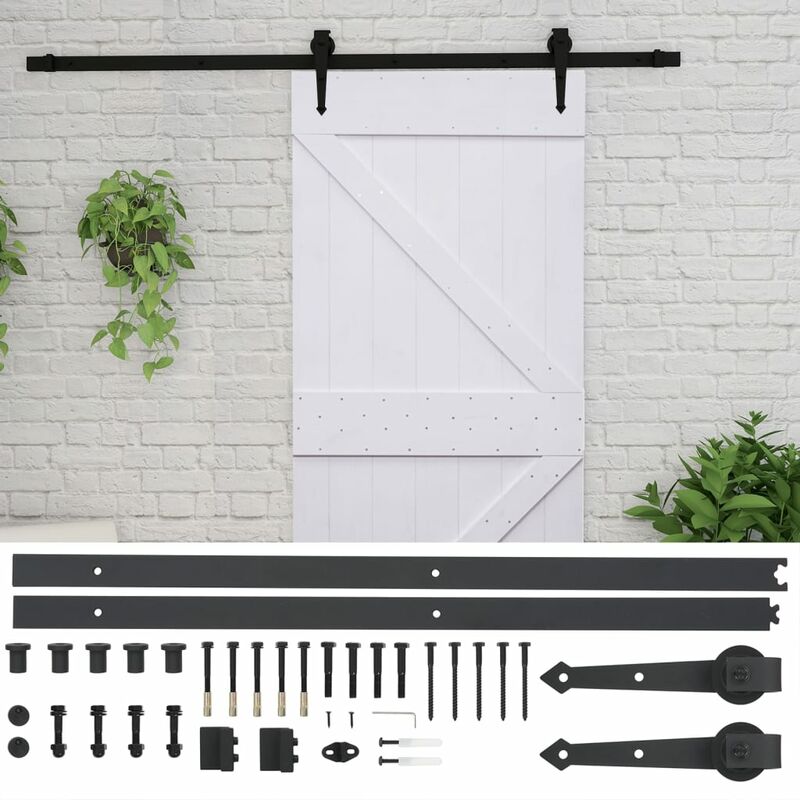 

vidaXL Puerta corredera con herrajes madera de pino gris 90x210 cm - Blanco