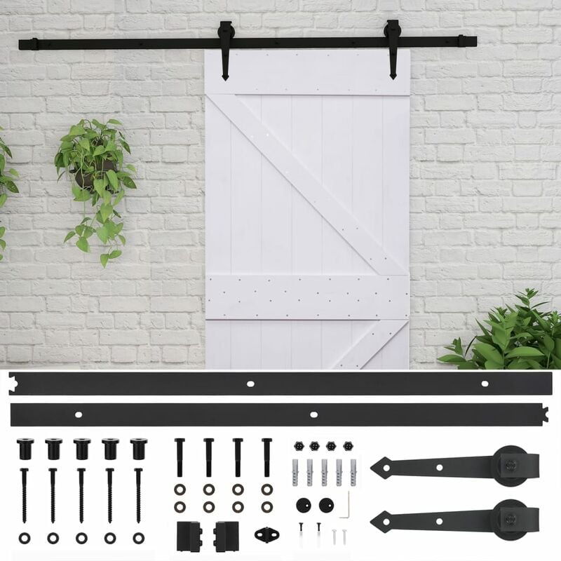 

vidaXL Puerta corredera con herrajes madera de pino gris 90x210 cm - Blanco