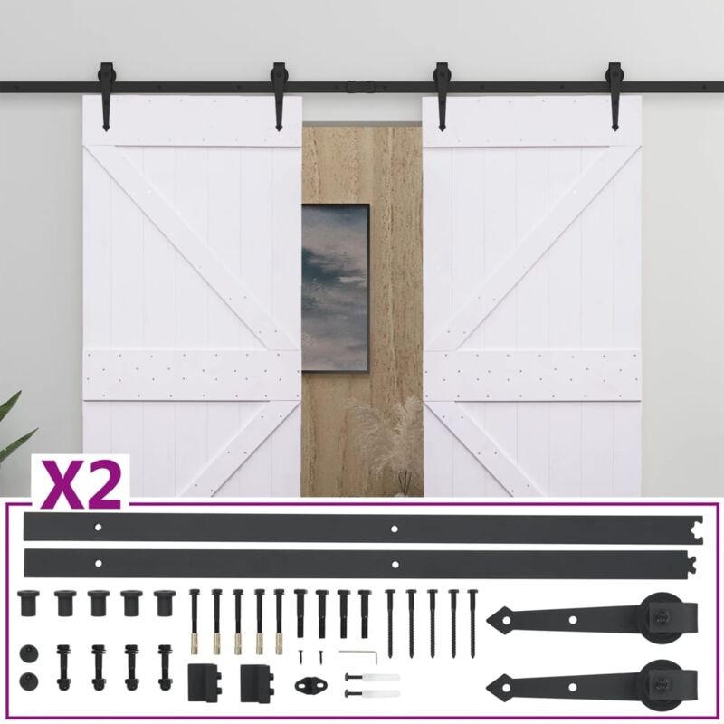 

vidaXL Puerta corredera con herrajes madera de pino gris 90x210 cm - Blanco