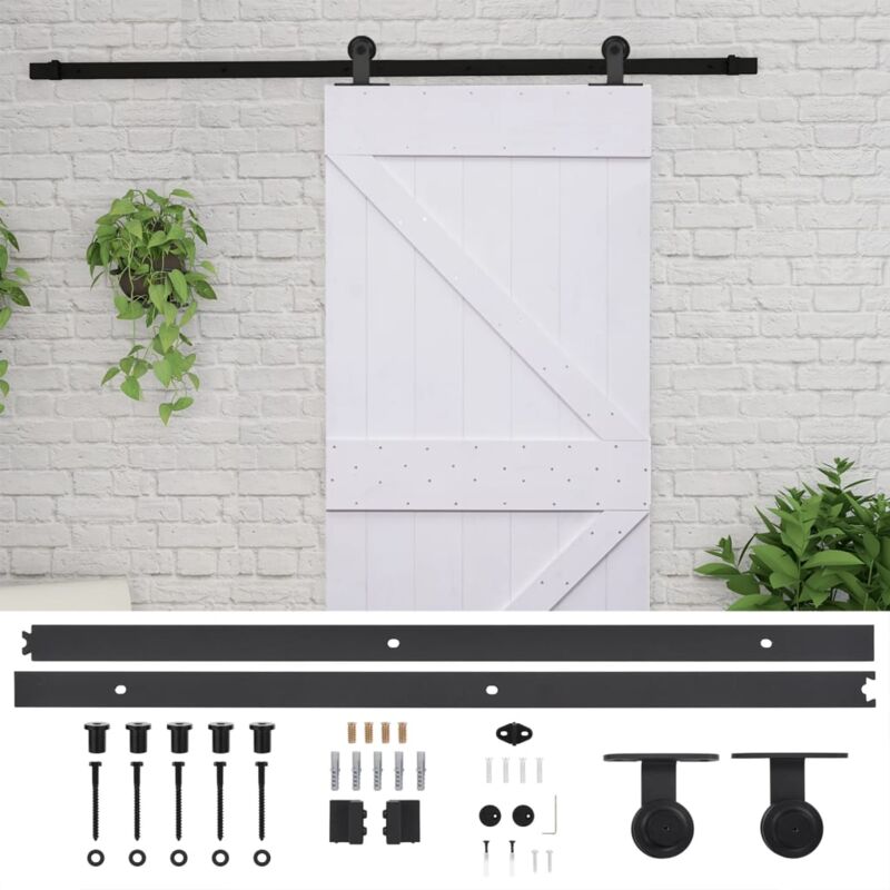 

vidaXL Puerta corredera con herrajes madera de pino gris 90x210 cm - Blanco