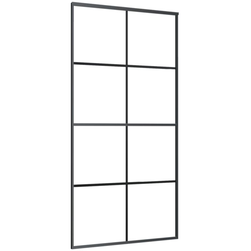 

vidaXL Puerta corredera de aluminio y vidrio ESG 102,5x205 cm negro - Negro