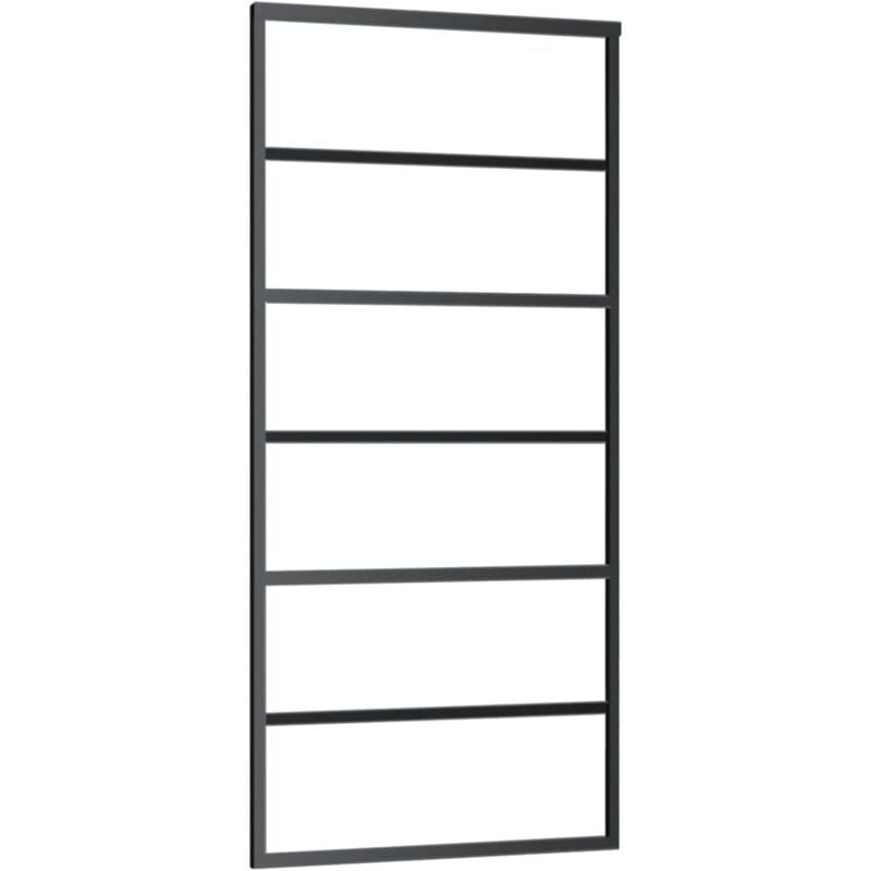 

vidaXL Puerta corredera ESG vidrio y aluminio 90x205 cm negro - Negro