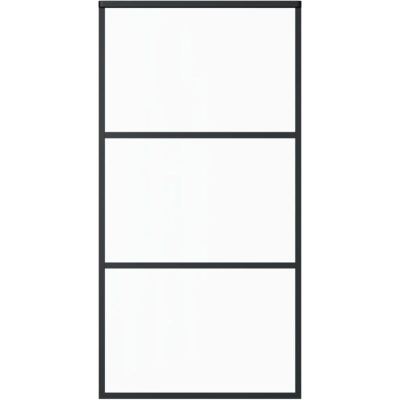 

vidaXL Puerta corredera ESG vidrio y aluminio 102x205 cm negra - Negro