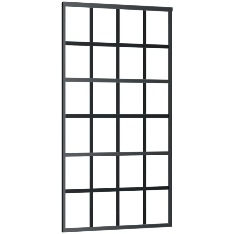 

vidaXL Puerta corredera ESG vidrio y aluminio 102x205 cm negra - Negro