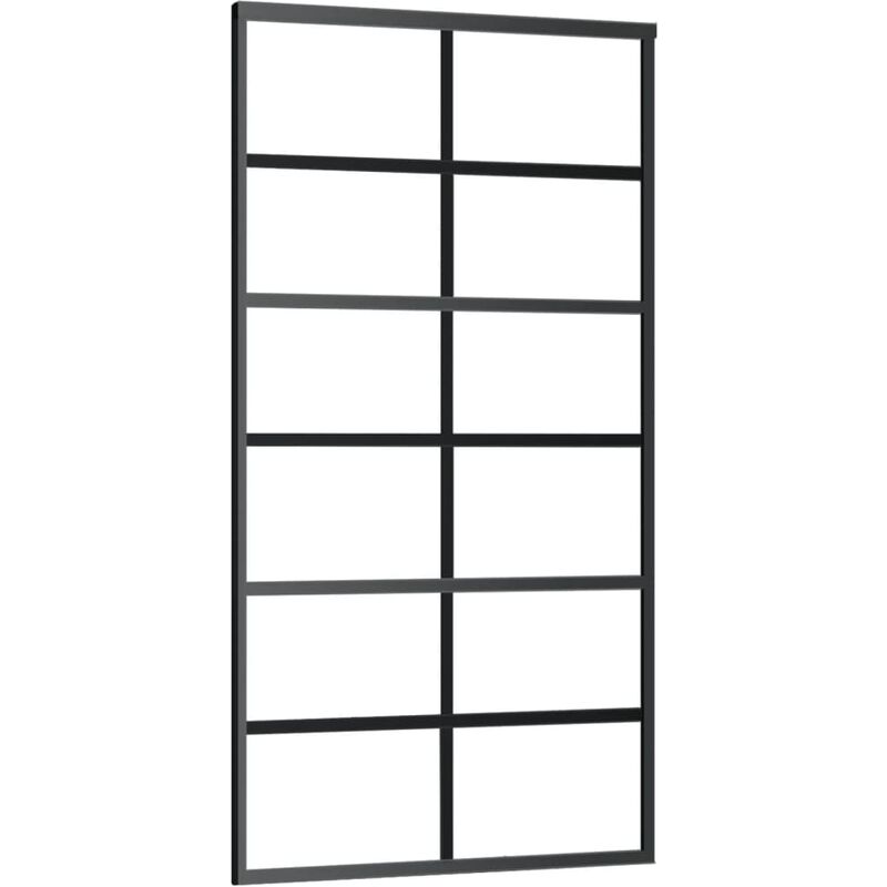 

vidaXL Puerta corredera ESG vidrio y aluminio 102x205 cm negra - Negro