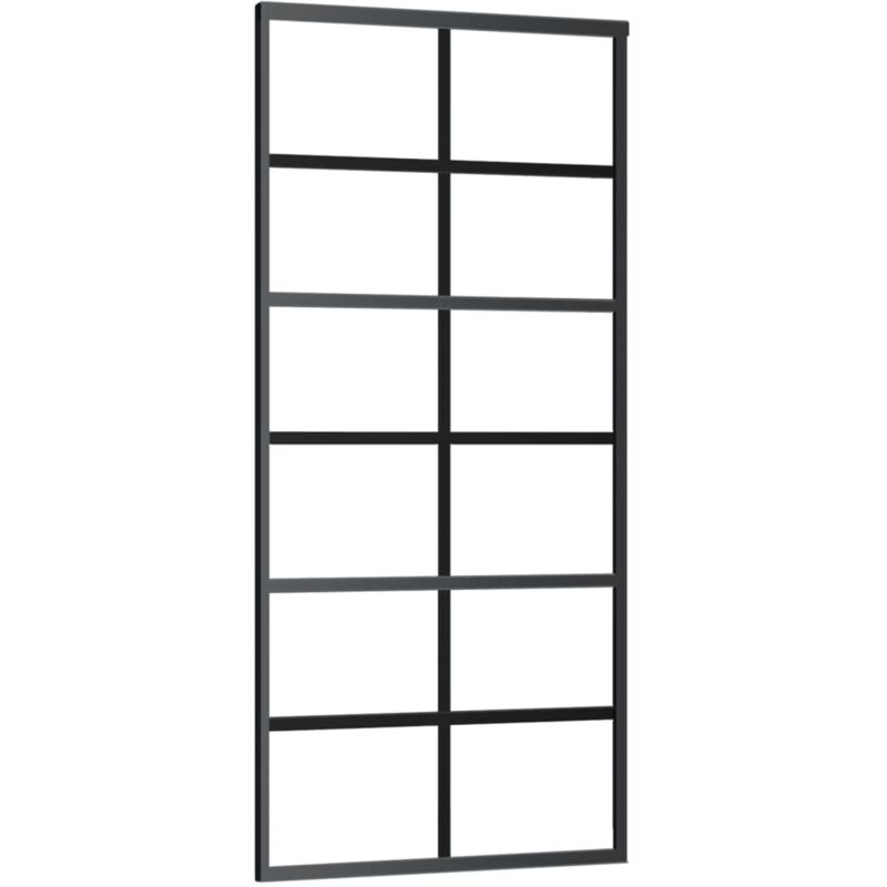 

vidaXL Puerta corredera ESG vidrio y aluminio 90x205 cm negro - Negro