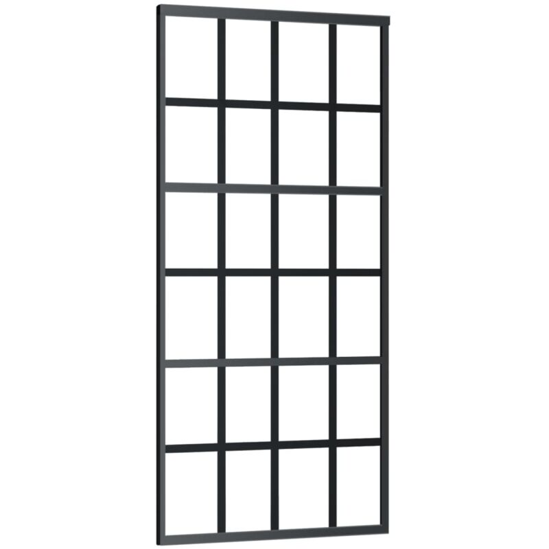 

vidaXL Puerta corredera ESG vidrio y aluminio 90x205 cm negro - Negro