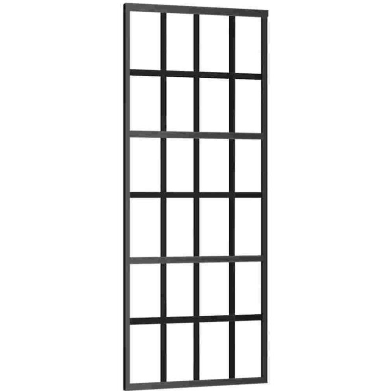 

vidaXL Puerta corredera ESG vidrio y aluminio 76x205 cm negro - Negro