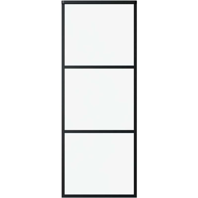 

vidaXL Puerta corredera ESG vidrio y aluminio 76x205 cm negro - Negro
