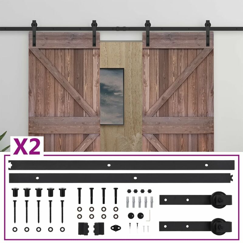 

vidaXL Puerta corredera herrajes madera pino marrón oscuro 80x210 cm - Marrón