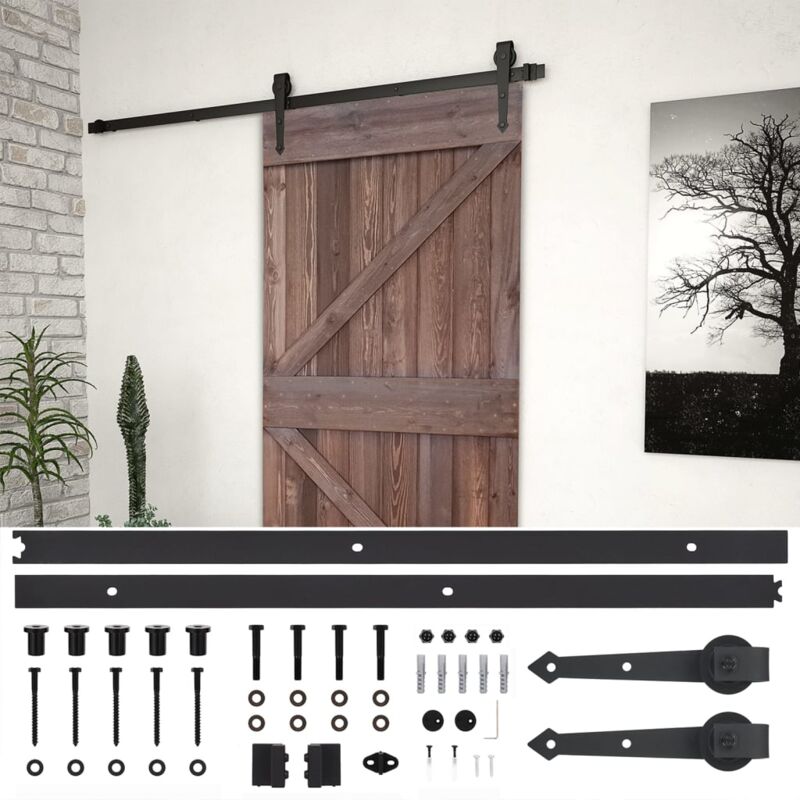 

vidaXL Puerta corredera herrajes madera pino marrón oscuro 80x210 cm - Marrón