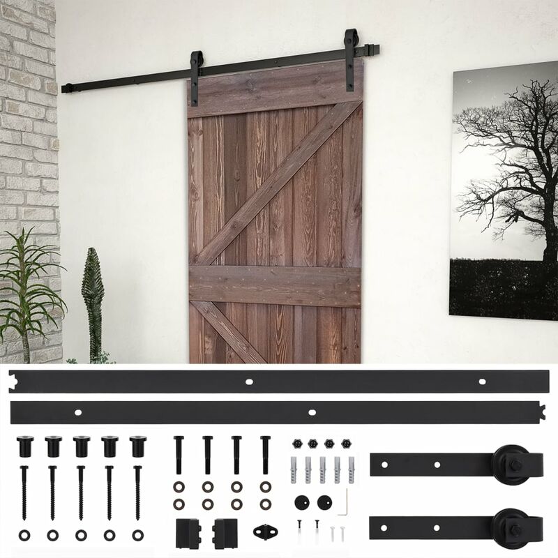 

vidaXL Puerta corredera herrajes madera pino marrón oscuro 80x210 cm - Marrón