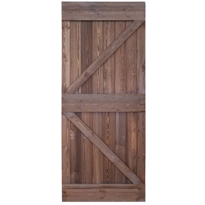

vidaXL Puerta corredera herrajes madera pino marrón oscuro 80x210 cm - Marrón