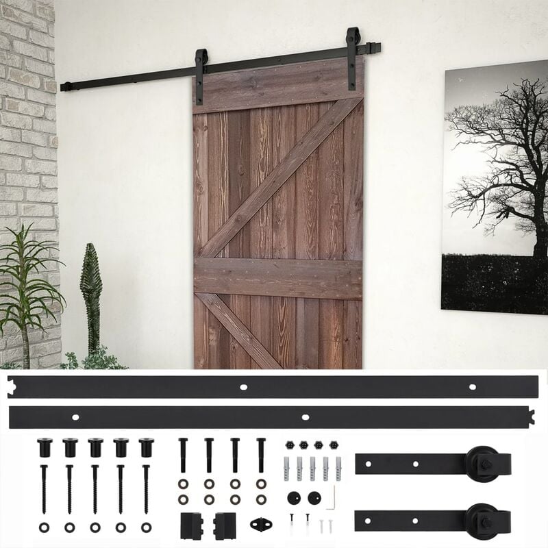 

vidaXL Puerta corredera herrajes madera pino marrón oscuro 80x210 cm - Marrón