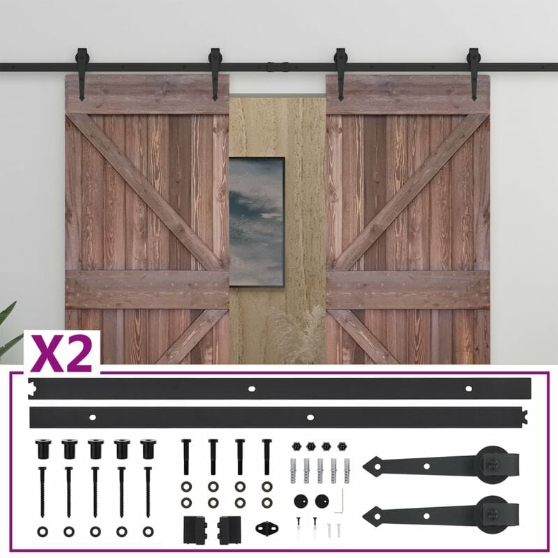 

vidaXL Puerta corredera herrajes madera pino marrón oscuro 90x210 cm - Marrón