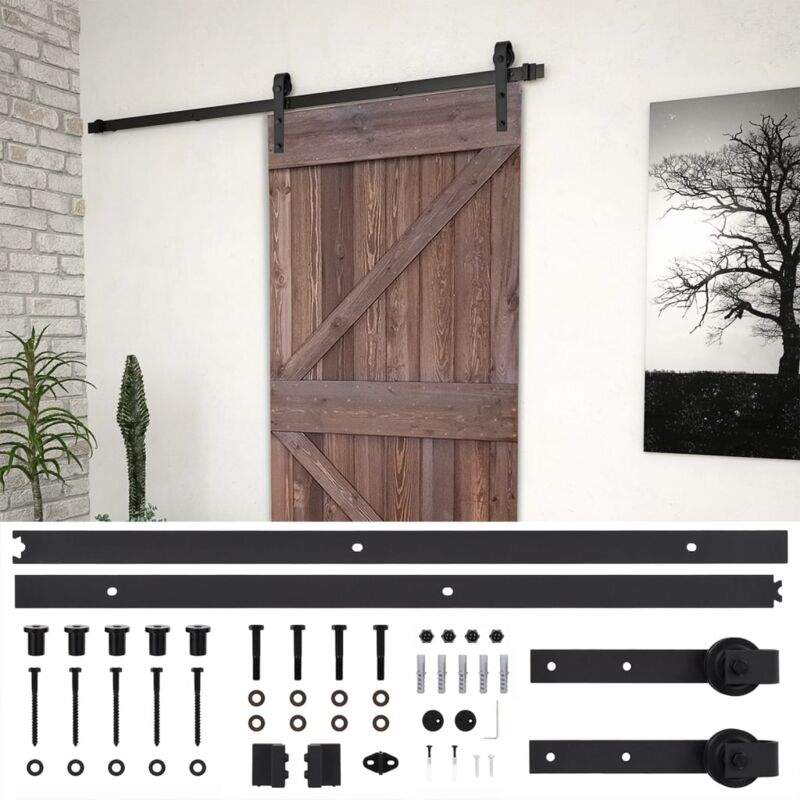 

vidaXL Puerta corredera herrajes madera pino marrón oscuro 90x210 cm - Marrón