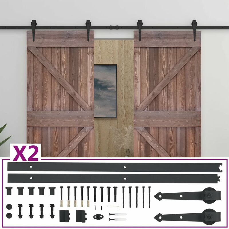 

vidaXL Puerta corredera herrajes madera pino marrón oscuro 90x210 cm - Marrón