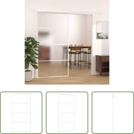 vidaXL Puerta Corrediza de Vidrio -  Puerta corredera ESG vidrio y aluminio blanca 102,5x205 cm