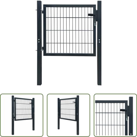 vidaXL Puerta de acero -  Puerta de valla de acero antracita de 100x100 cm