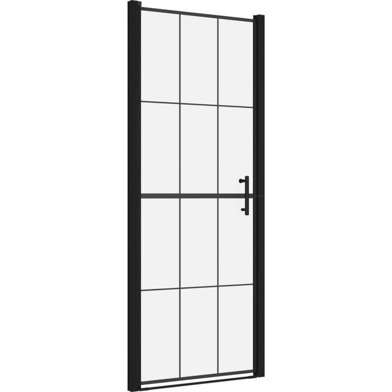 

vidaXL Puerta de ducha de vidrio templado negro 91x195 cm