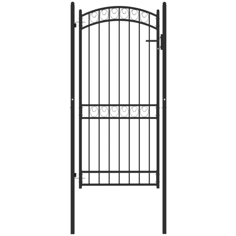 

Puerta de jardín con arco superior acero negro 100x200 cm - Negro - Vidaxl