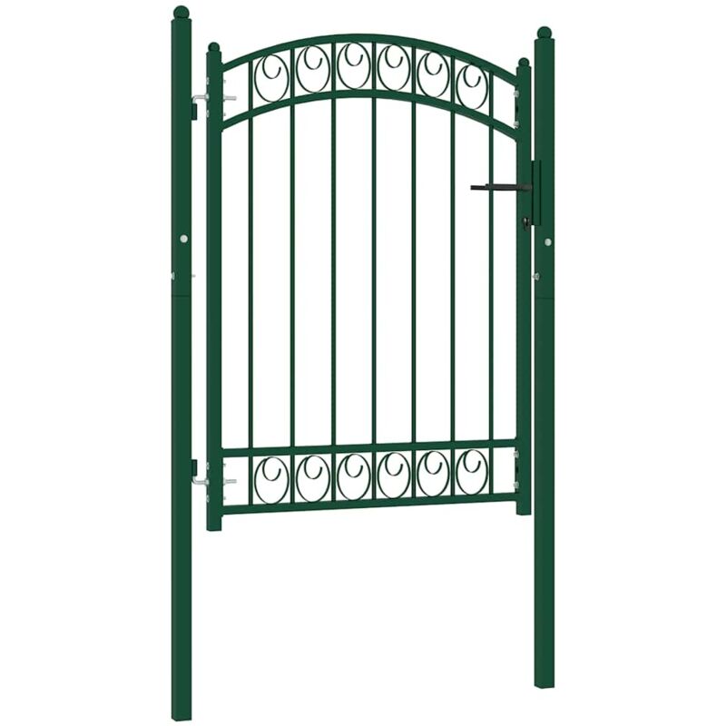 

Puerta de jardín con arco superior acero verde 100x125 cm - Verde - Vidaxl