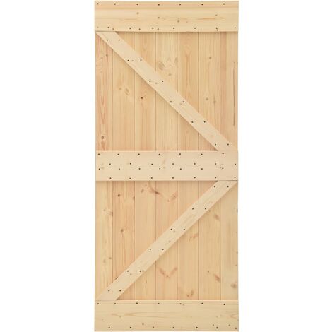 vidaXL Puerta de madera maciza de pino 90x210 cm - Marrón