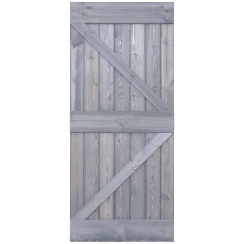 

vidaXL Puerta de madera maciza de pino gris 100x210 cm - Gris