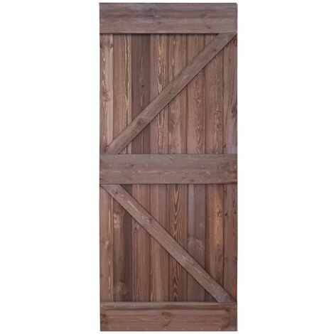 main image of "vidaXL Puerta de madera maciza de pino marrón oscuro 80x210 cm - Marrón"