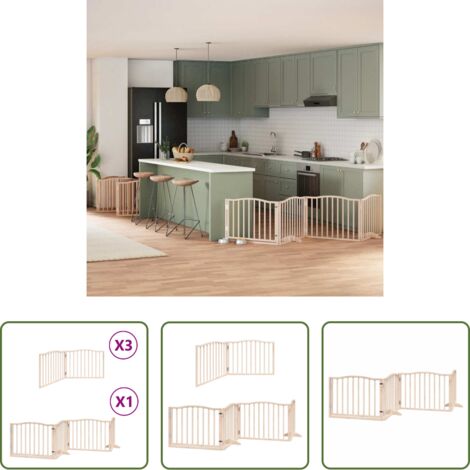 vidaXL Puerta de madera para perros -  Puerta para perros plegable 10 paneles madera de álamo 800 cm