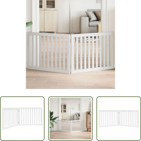 vidaXL Puerta de madera para perros -  Puerta para perros plegable 2 paneles madera álamo blanca 160cm