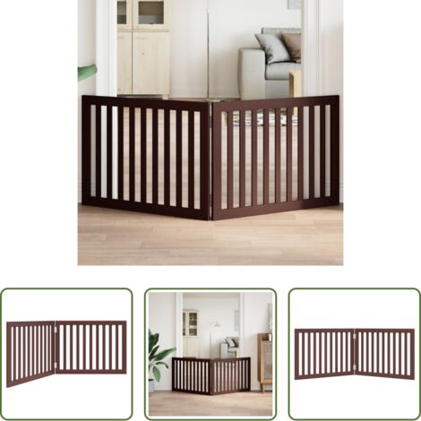 vidaXL Puerta de madera para perros -  Puerta para perros plegable 2 paneles madera álamo marrón 160cm