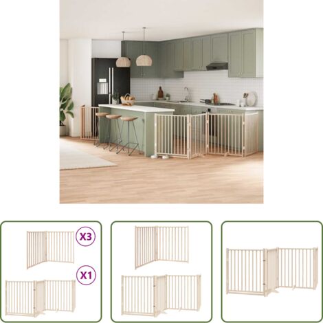 vidaXL Puerta de madera -  Puerta para perros plegable 10 paneles madera de álamo 800 cm