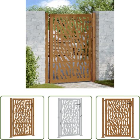 vidaXL Puerta de seguridad -  Puerta de jardín 100x150 cm de acero corten con diseño de trazos