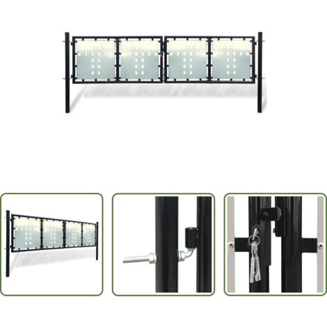 vidaXL Puerta de seguridad -  Puerta de valla individual negra de 300 x 75 cm