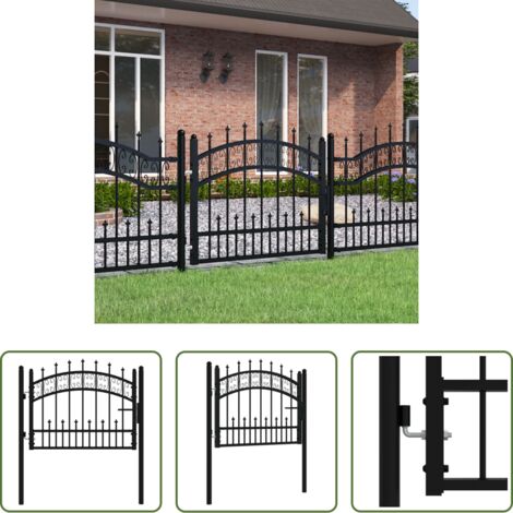 vidaXL Puerta de seguridad -  Puerta de valla Kampen con punta de lanza negra, 103x75 cm, acero