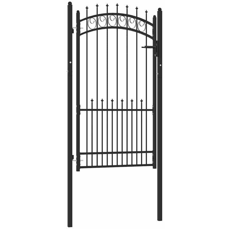 

Puerta de valla con picos acero negro 100x175 cm - Negro - Vidaxl