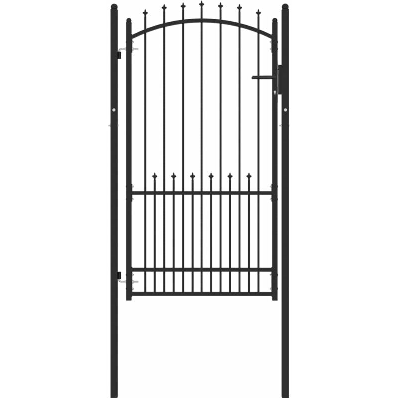 

Puerta de valla con picos acero negro 100x175 cm - Negro - Vidaxl