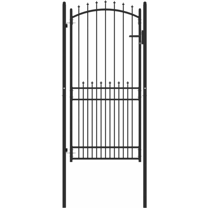 

Puerta de valla con picos acero negro 100x200 cm - Negro - Vidaxl