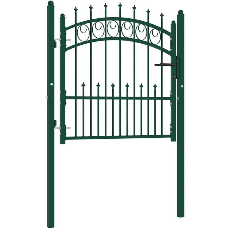 

vidaXL Puerta de valla con picos acero verde 100x100 cm - Verde