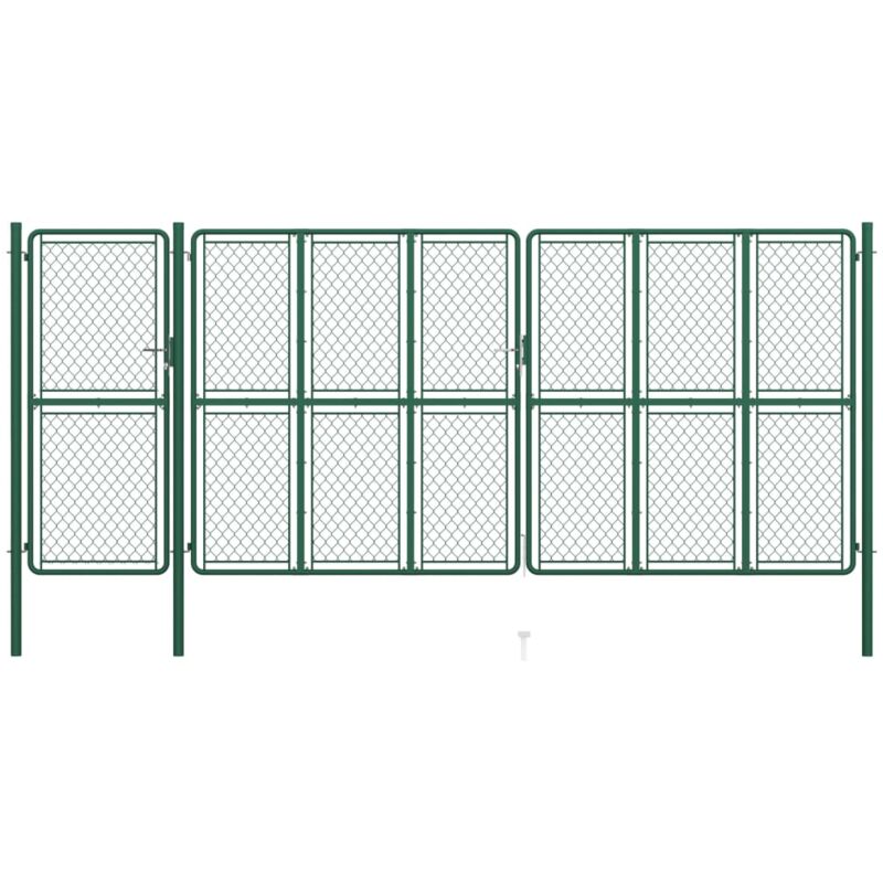 

vidaXL Puerta de valla de jardín acero verde 200x495 cm - Verde