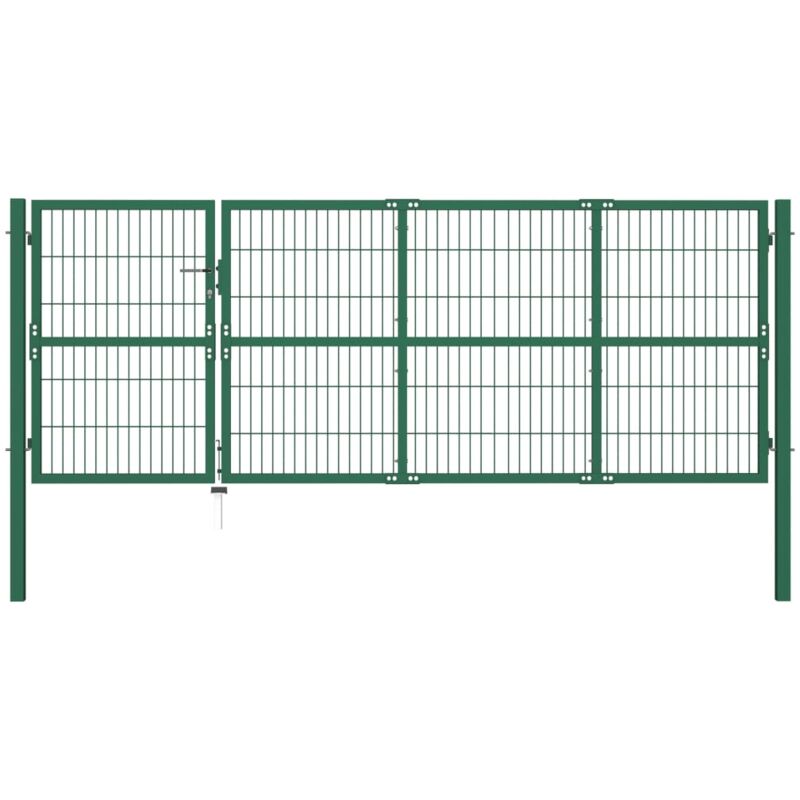 

Puerta de valla de jardín con postes acero verde 350x120 cm - Verde - Vidaxl