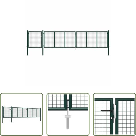 vidaXL Puerta de valla -  Puerta de jardín de acero 500 x 100 cm verde