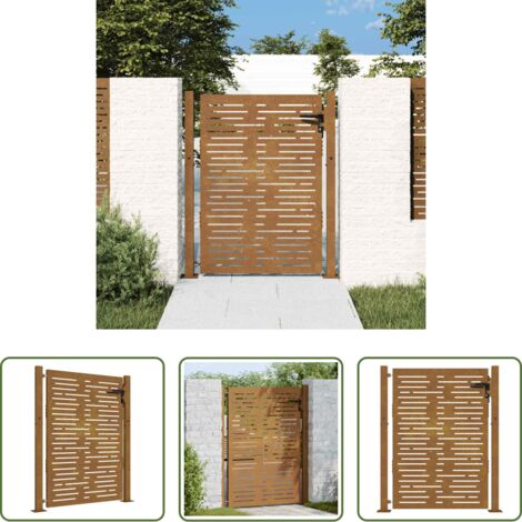 vidaXL Puerta metálica -  Puerta de jardín 100x150 cm de acero corten con diseño cuadrado