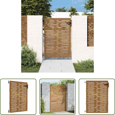 vidaXL Puerta metálica -  Puerta de jardín acero corten diseño cuadrado 85x125 cm