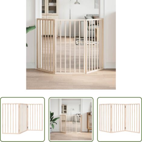 vidaXL Puerta para perros de madera -  Puerta para perros plegable de 3 paneles, 150 cm, madera de álamo